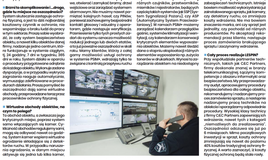 Ochrona w systemie PSIM Ochrona Lespin Leszno 20203 rok